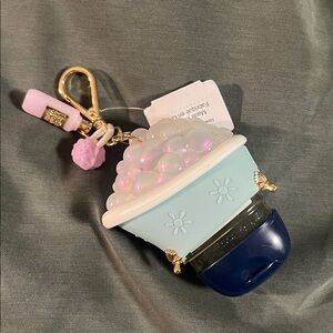 Charming Blue and Gold hand sanitizer holder